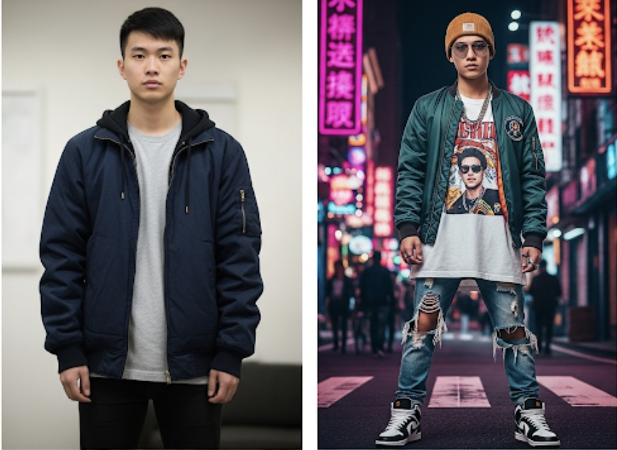 Modern Asian Fashion - AI image transformation example